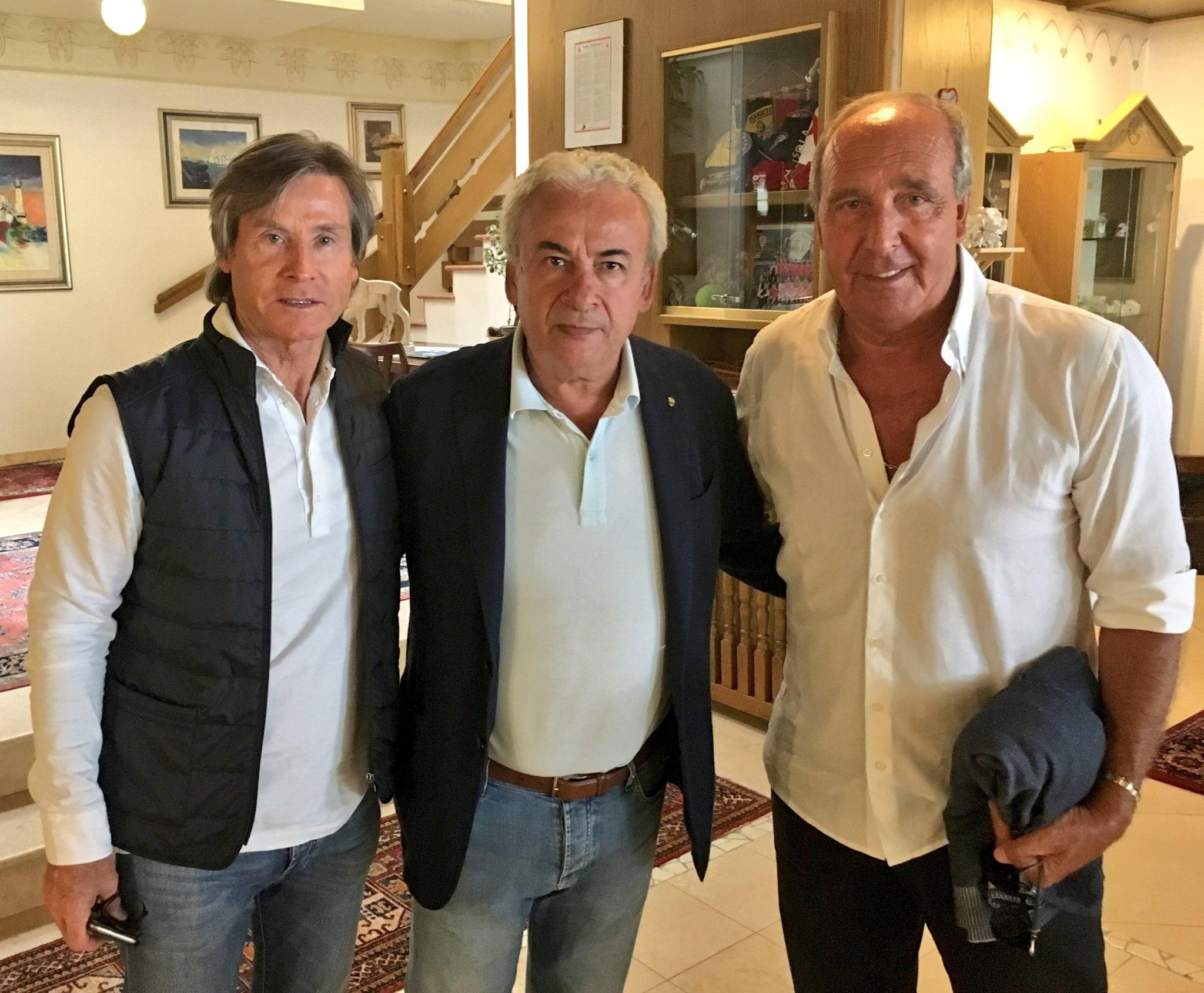 Il ct Ventura e Gabriele Oriali con il presidente spallino Mattioli