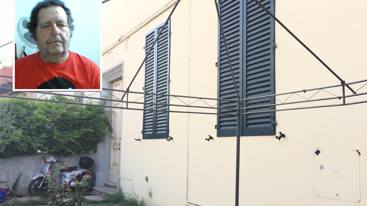 La casa dove il 57enne viveva con la mamma e, nel riquadro, Moreno Lombardi (Foto da Facebook)