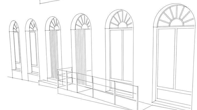 Un cittadino disegna la rampa per disabili