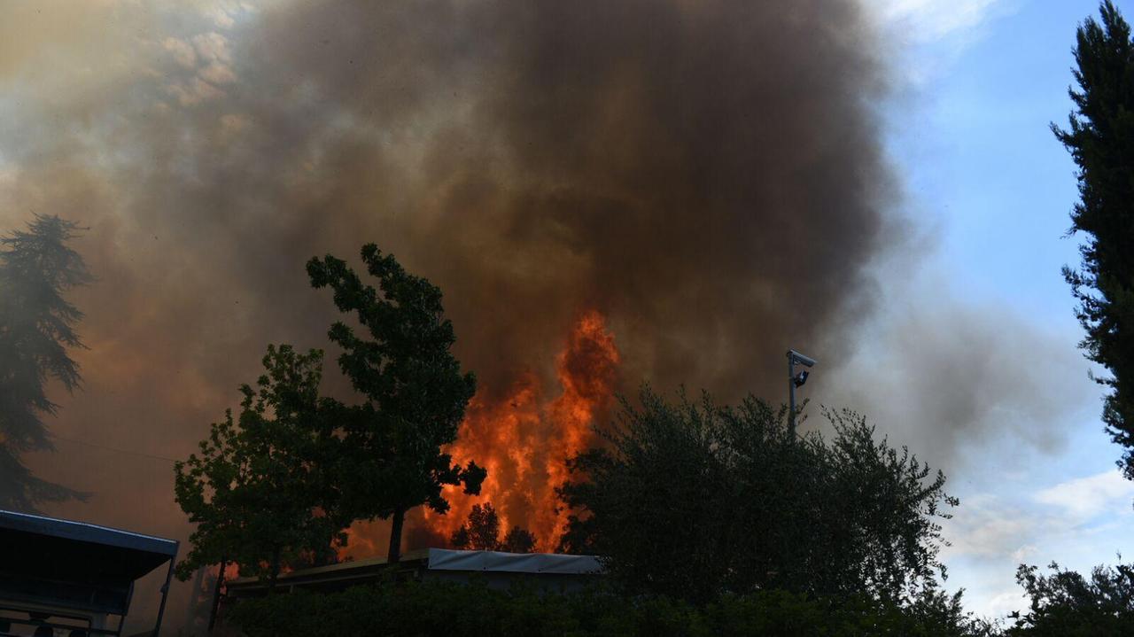 Le fiamme fra Altopascio e Montecarlo (Foto Sernacchioli)