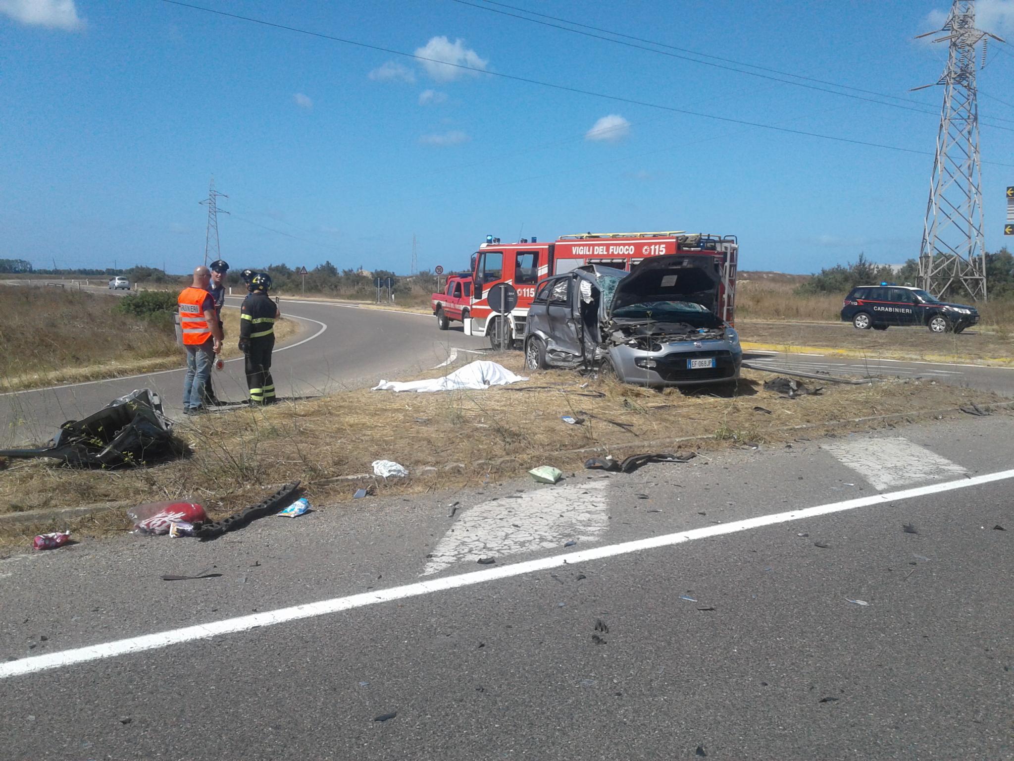 Un'immagine dell'incidente di Santa Giusta