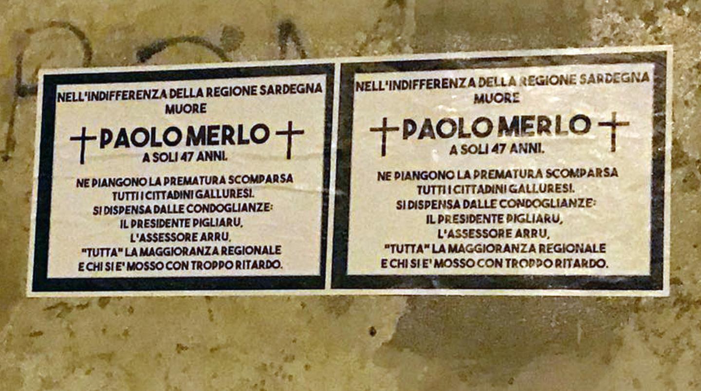 Alla Maddalena spuntano necrologi per il “Paolo Merlo” 