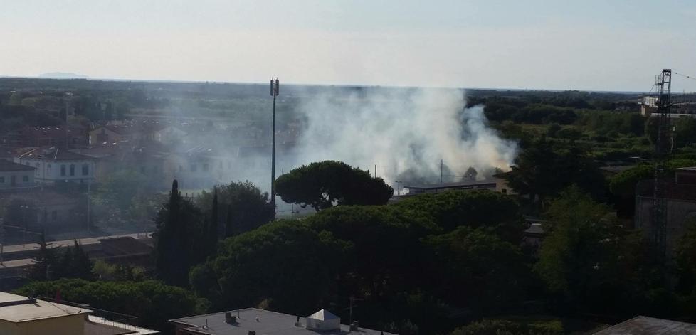 Fumo in città per le fiamme lungo i binari della ferrovia