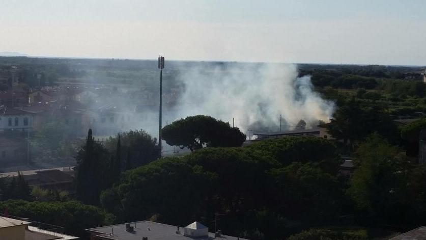 Fumo in città per le fiamme lungo i binari della ferrovia
