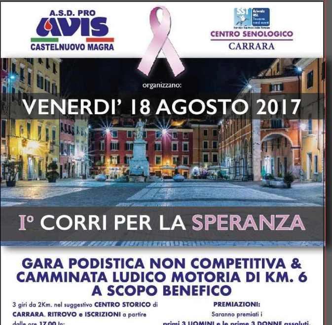 Domani “Corri per la speranza” 
