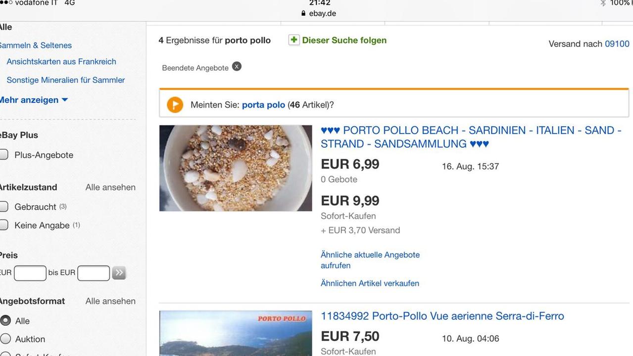 Sabbia sarda come un tesoro, rubata e venduta su Ebay 