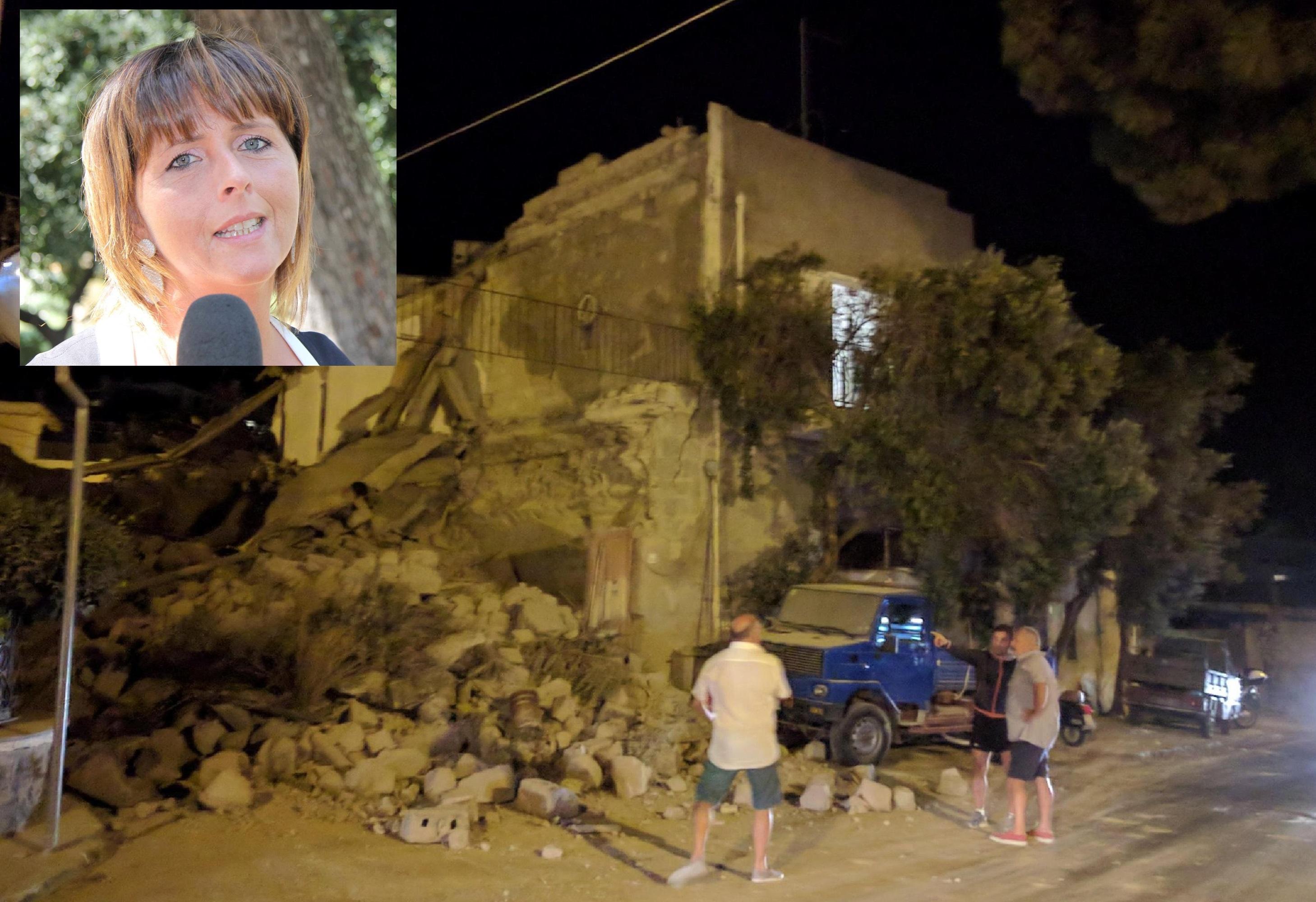 I danni fatti dal terremoto a Ischia. Nel riquadro Erica Mazzetti