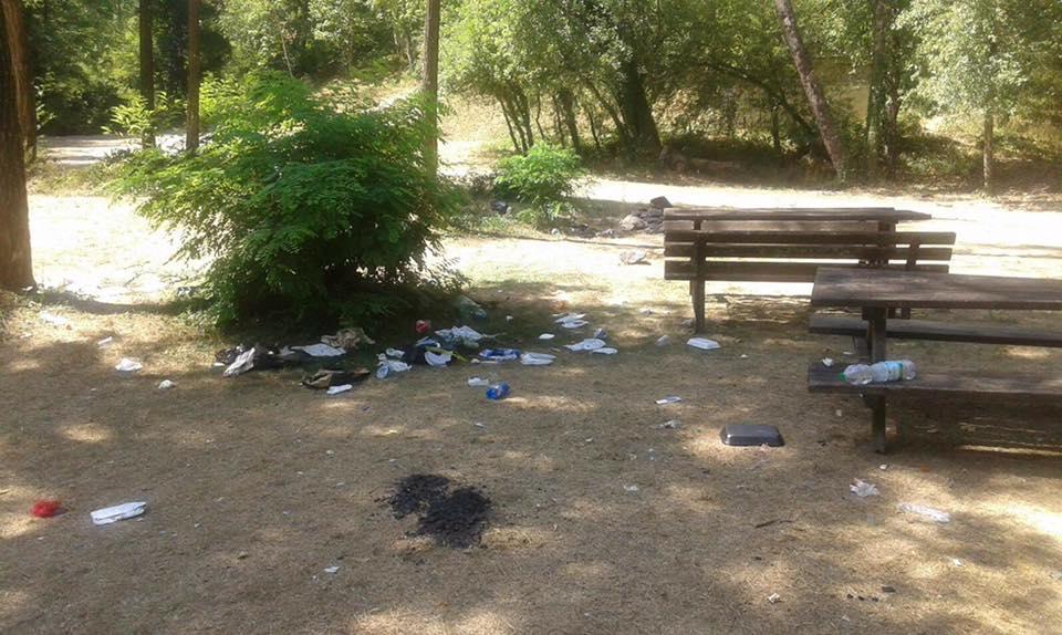 La sporcizia nel parco del Carigiola
