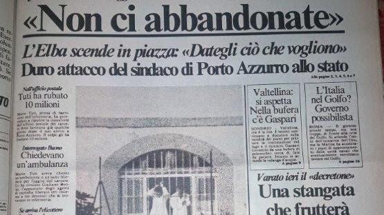 La prima pagina del Tirreno pubblicata il 28 agosto del 1987