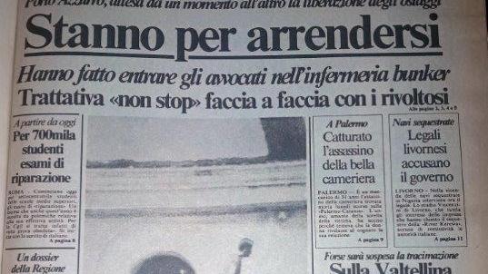 La prima pagina pubblicata dal Tirreno il 1 settembre del 1987
