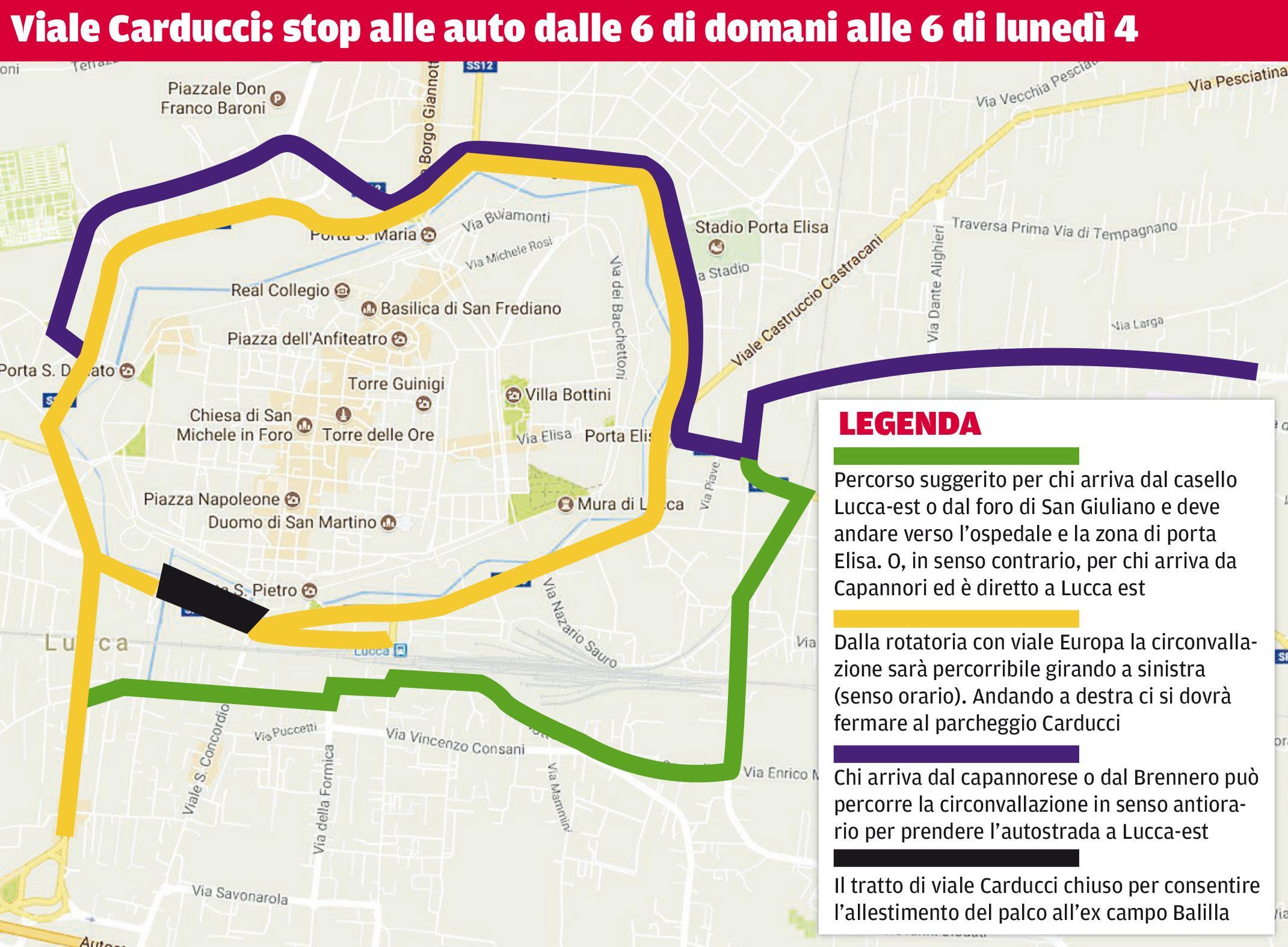 Viale Carducci, da domani stop alle auto fino a lunedì 