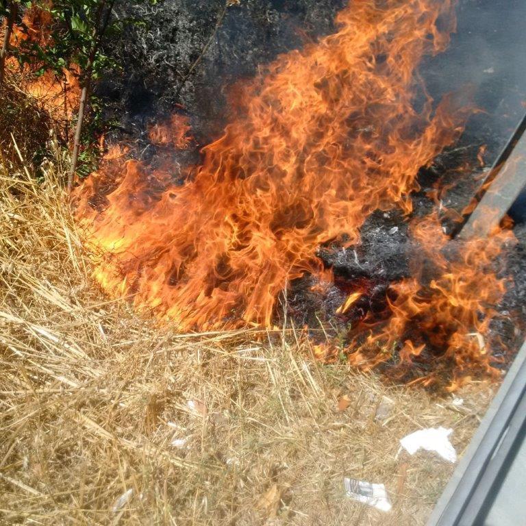 Un incendio di sterpaglie (foto archivio)