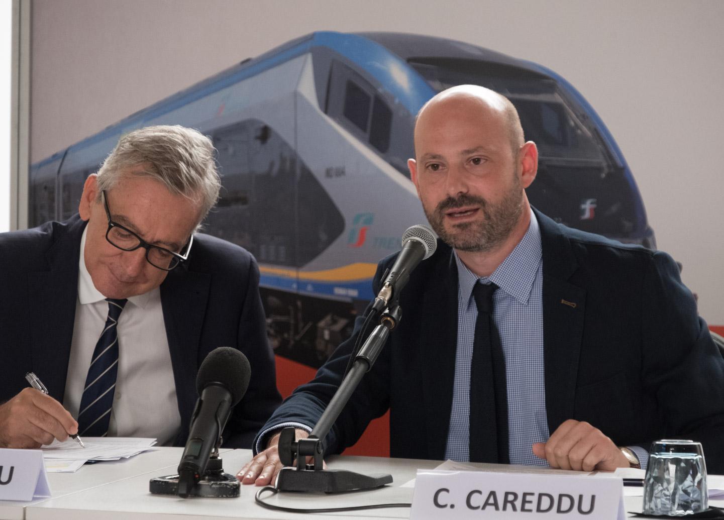 Il presidente della Regione Pigliaru e l'assessore ai trasporti Careddu