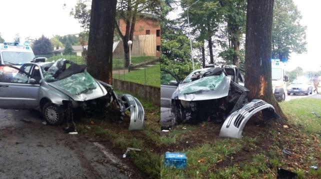 L'auto finita contro l'albero (foto dal Messaggero Veneto)