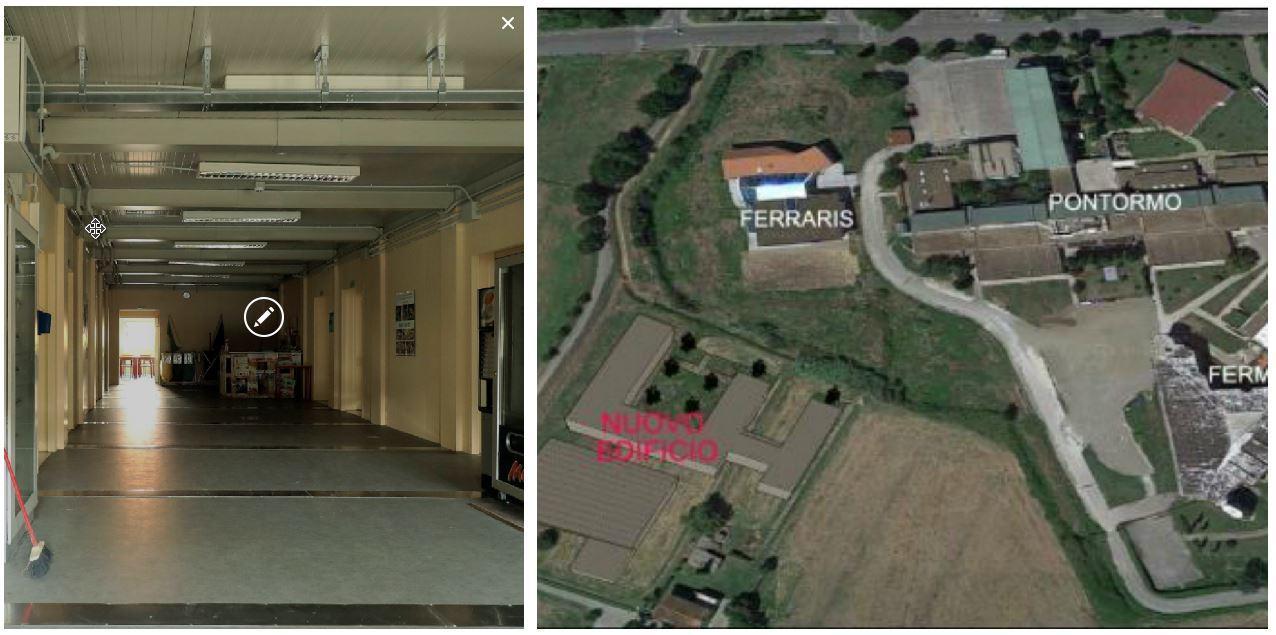 Il prefabbricato del Ferraris Brunelleschi e la zona dove sorgerà la nuova scuola