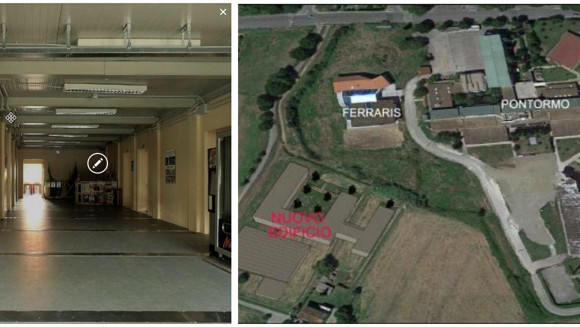 Il prefabbricato del Ferraris Brunelleschi e la zona dove sorgerà la nuova scuola