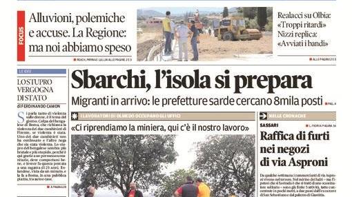 La Nuova Sardegna - Prima Pagina - 13 settembre 2017 