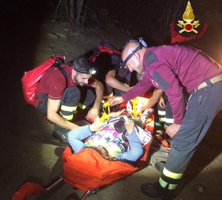 L'intervento dei vigili del fuoco a Su Gorroppu