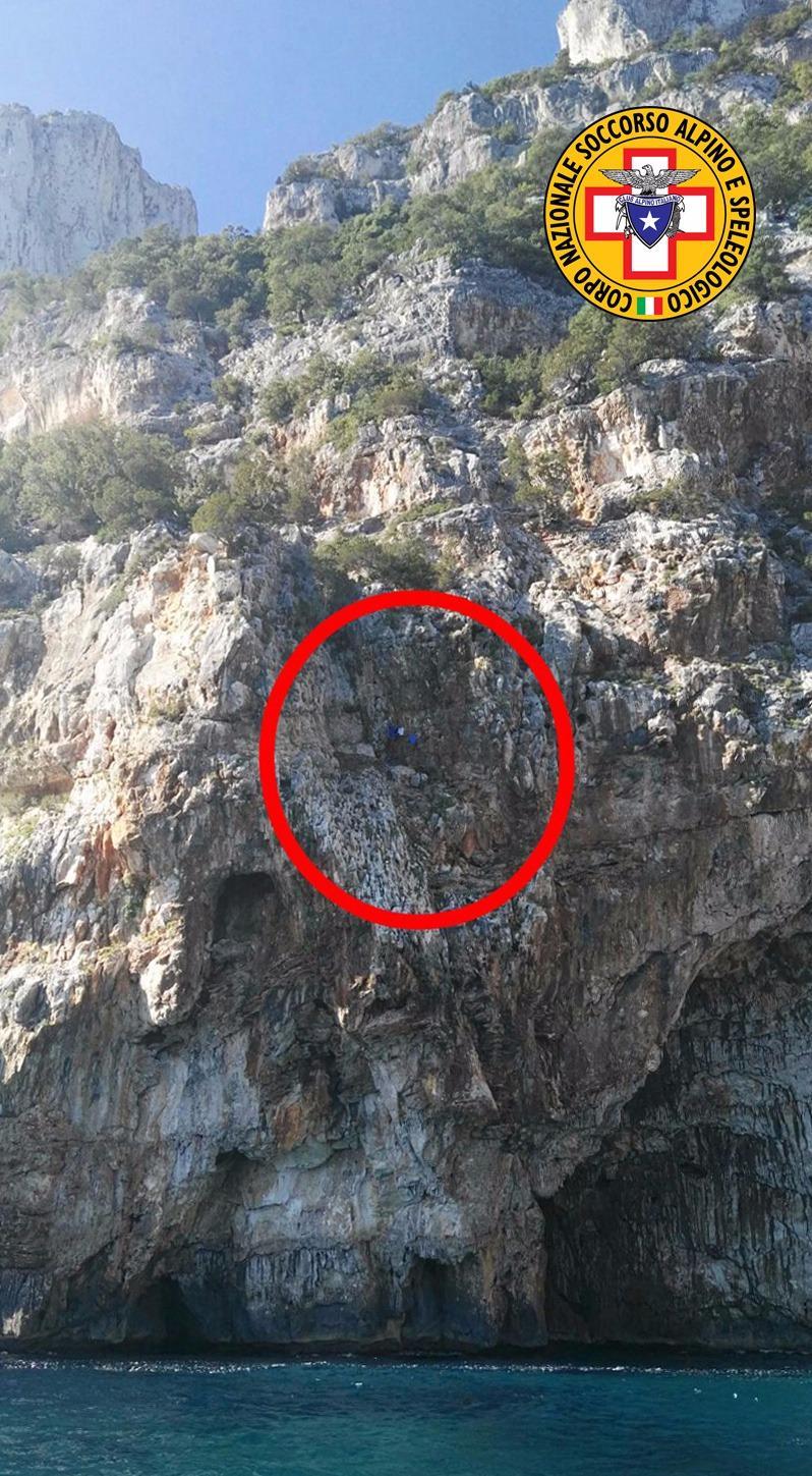 Il punto in cui la donna si trovava quando è stata soccorsa dagli specialisti del Cnasas