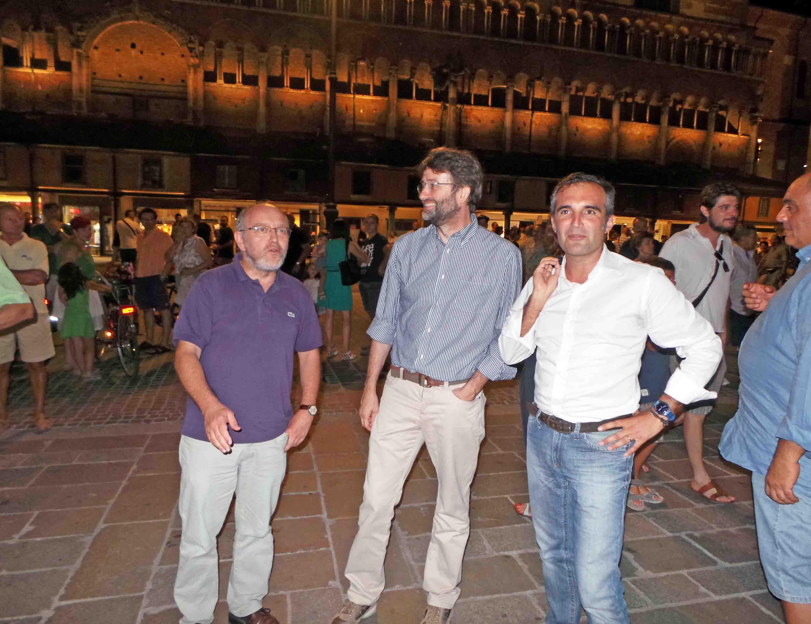 Il sindaco Tiziano Tagliani, il ministro Dario Franceschini e l'assessore Aldo Modonesi