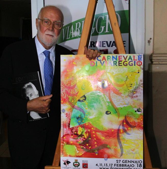 Renato Missaglia con il manifesto ufficiale da lui firmato