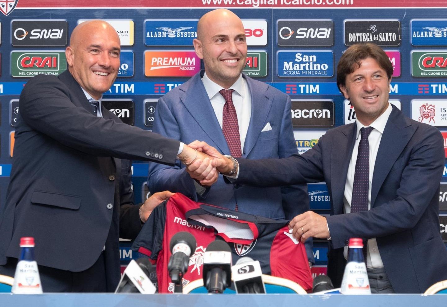 Il ds Giovanni Rossi, il presidente Tommaso Giulini e l'allenatore Massimo Rastelli  