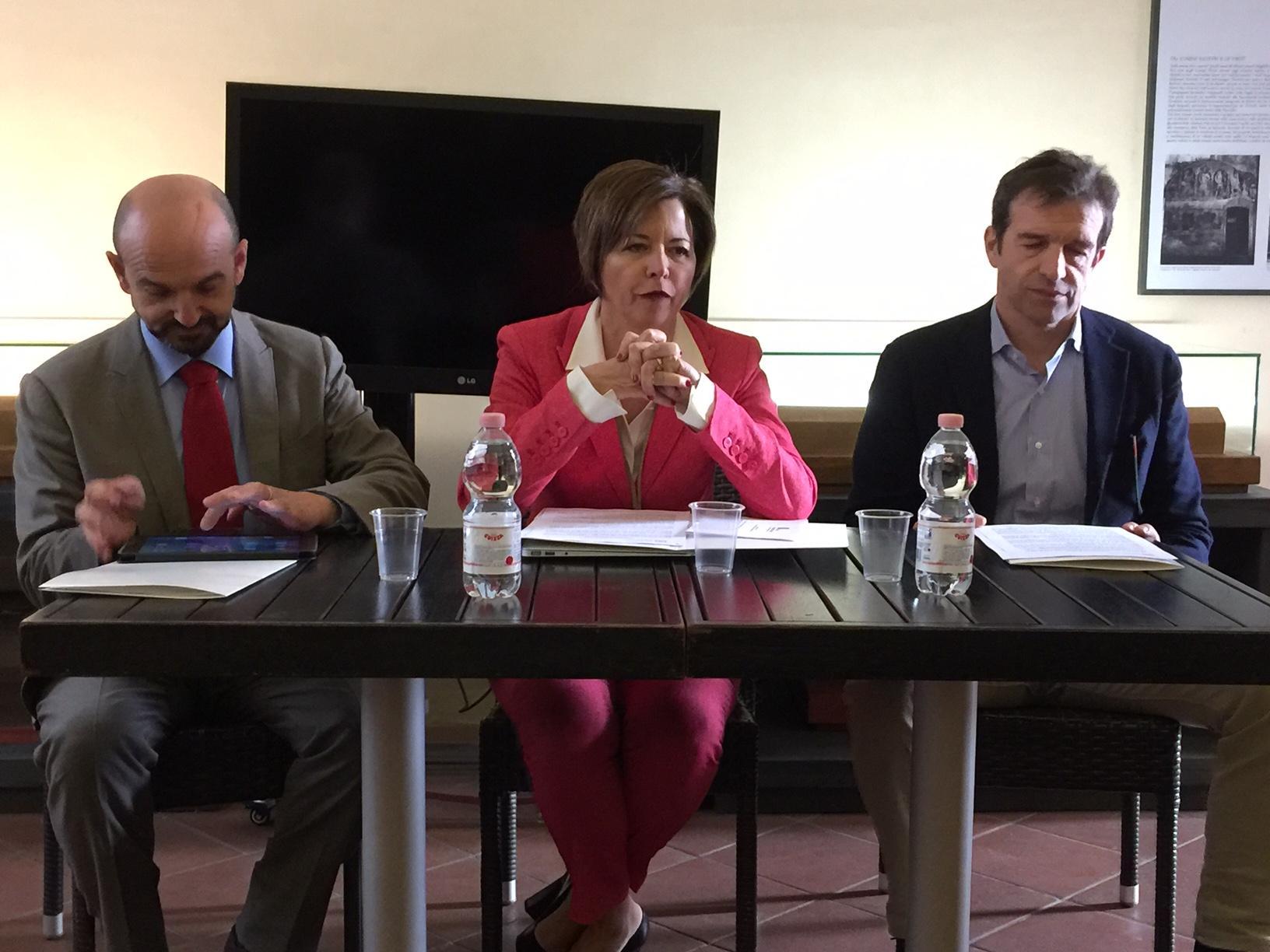 Fabia Romagnoli, presidente uscente, durante l'ulltima conferenza stampa della Fondazione la scorsa primavera  