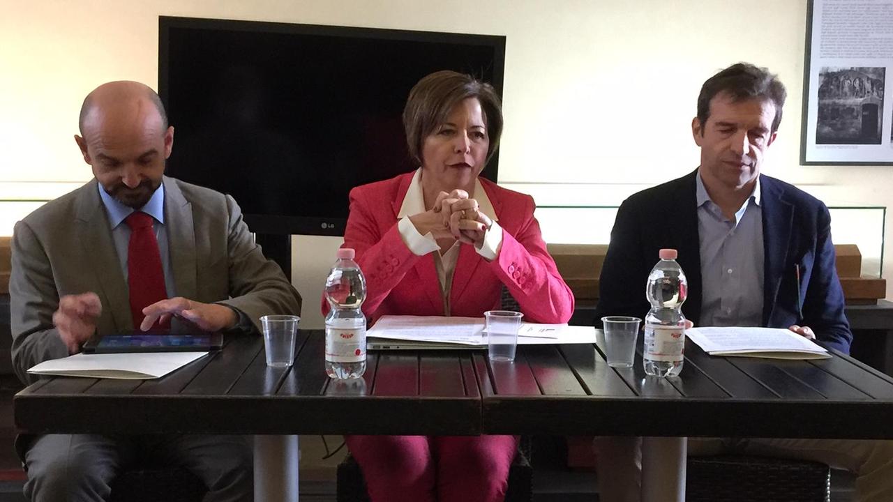 Fabia Romagnoli, presidente uscente, durante l'ulltima conferenza stampa della Fondazione la scorsa primavera