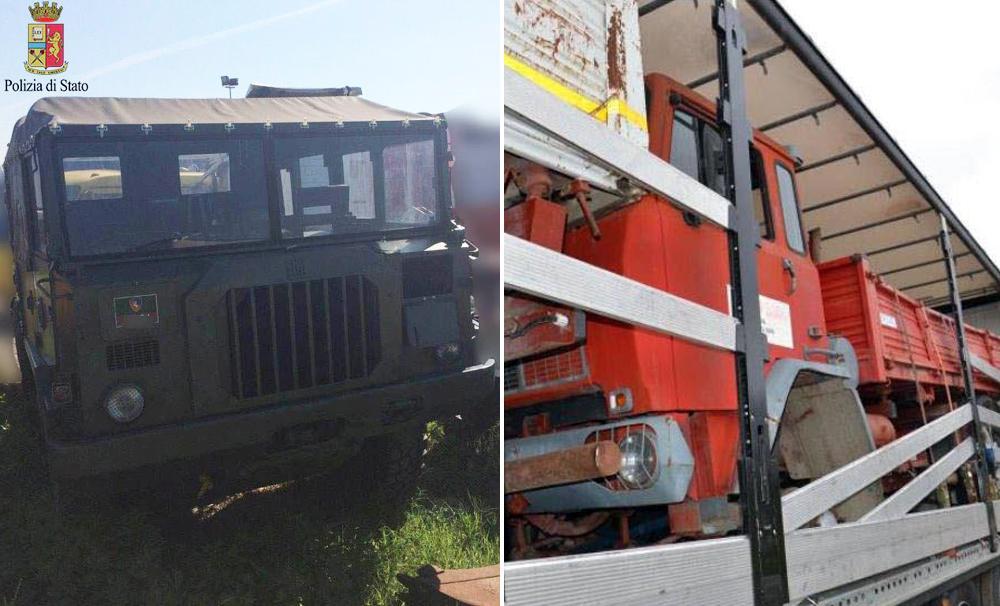 I mezzi militari dismessi venivano verniciati e poi inviati, in alcuni casi come pezzi di ricambio, in Somalia