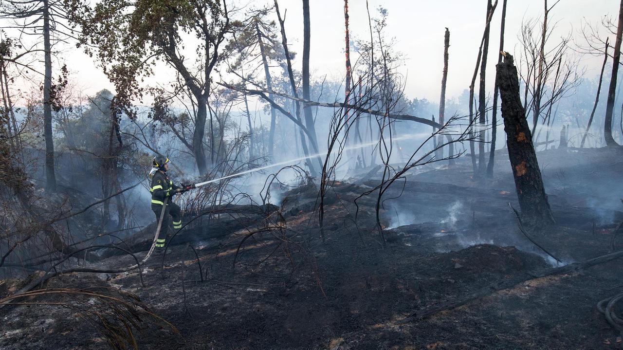 Fuoco nei boschi dell'Amiata, vicino c'è un hotel