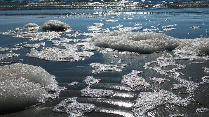 Schiuma bianca in mare a Pratoranieri