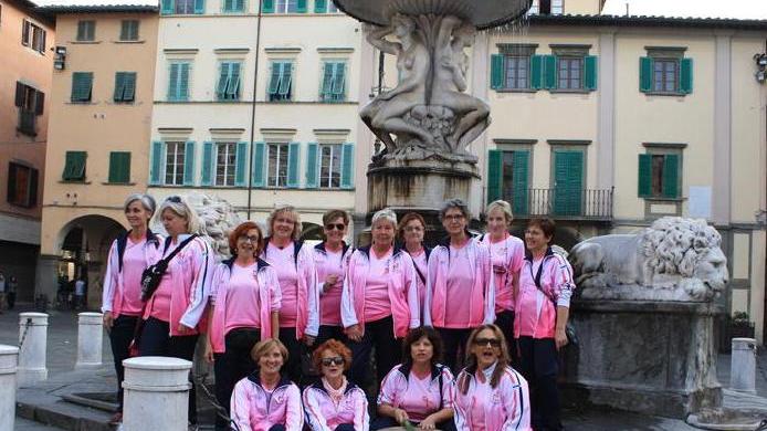 Passeggiata e monumenti illuminati di rosa