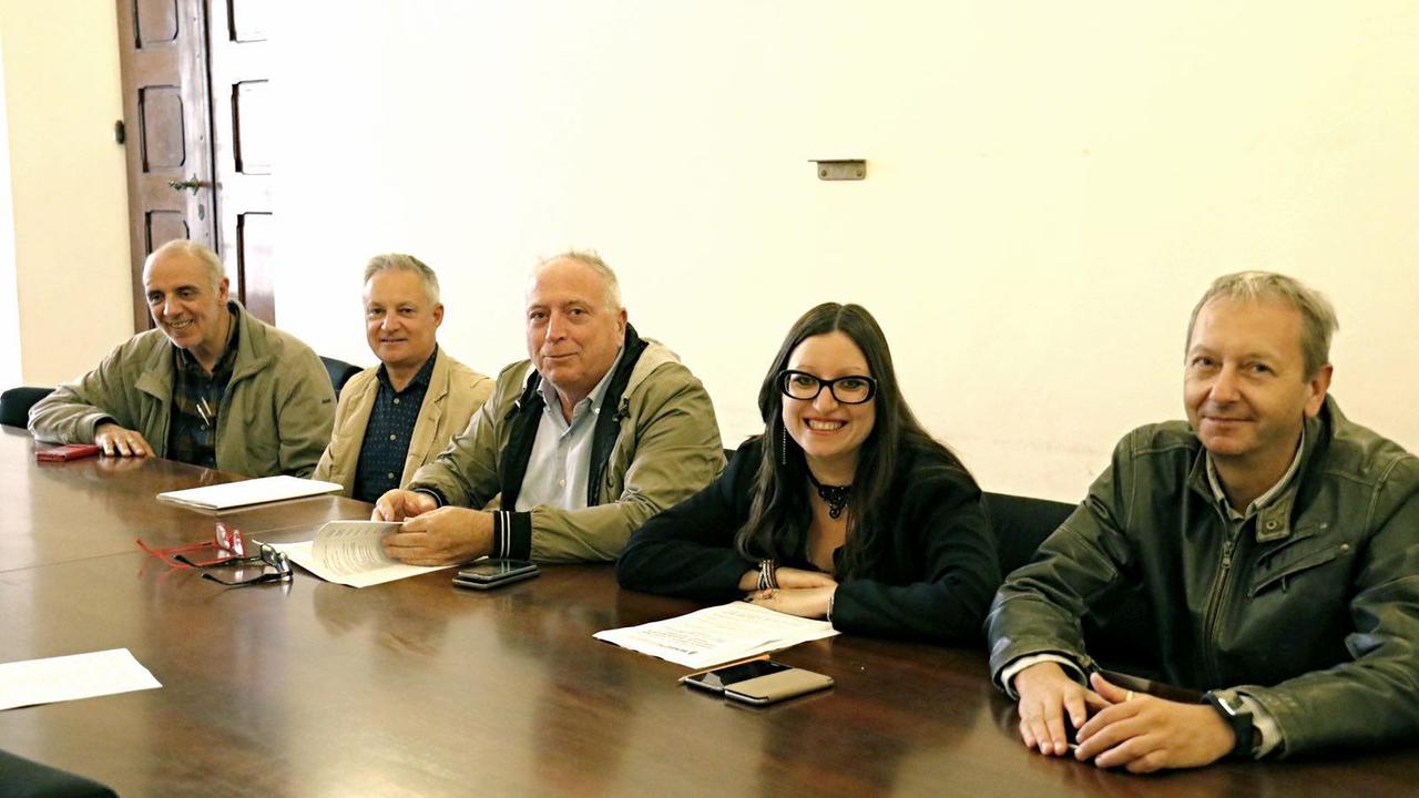 Da destra Marinai, Sorgente, Petagna, Barsotti e Fantozzi presenti all'incontro (Marzi/Pentafoto)