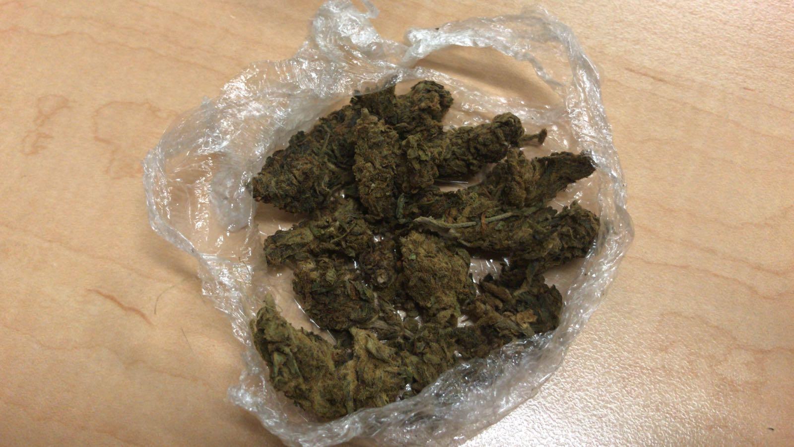La bustina di marijuana sequestrata