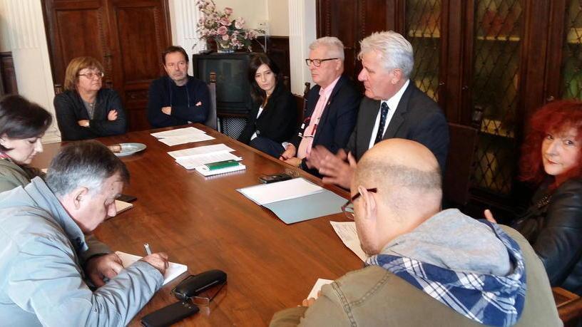 Un momento della conferenza stampa in provincia