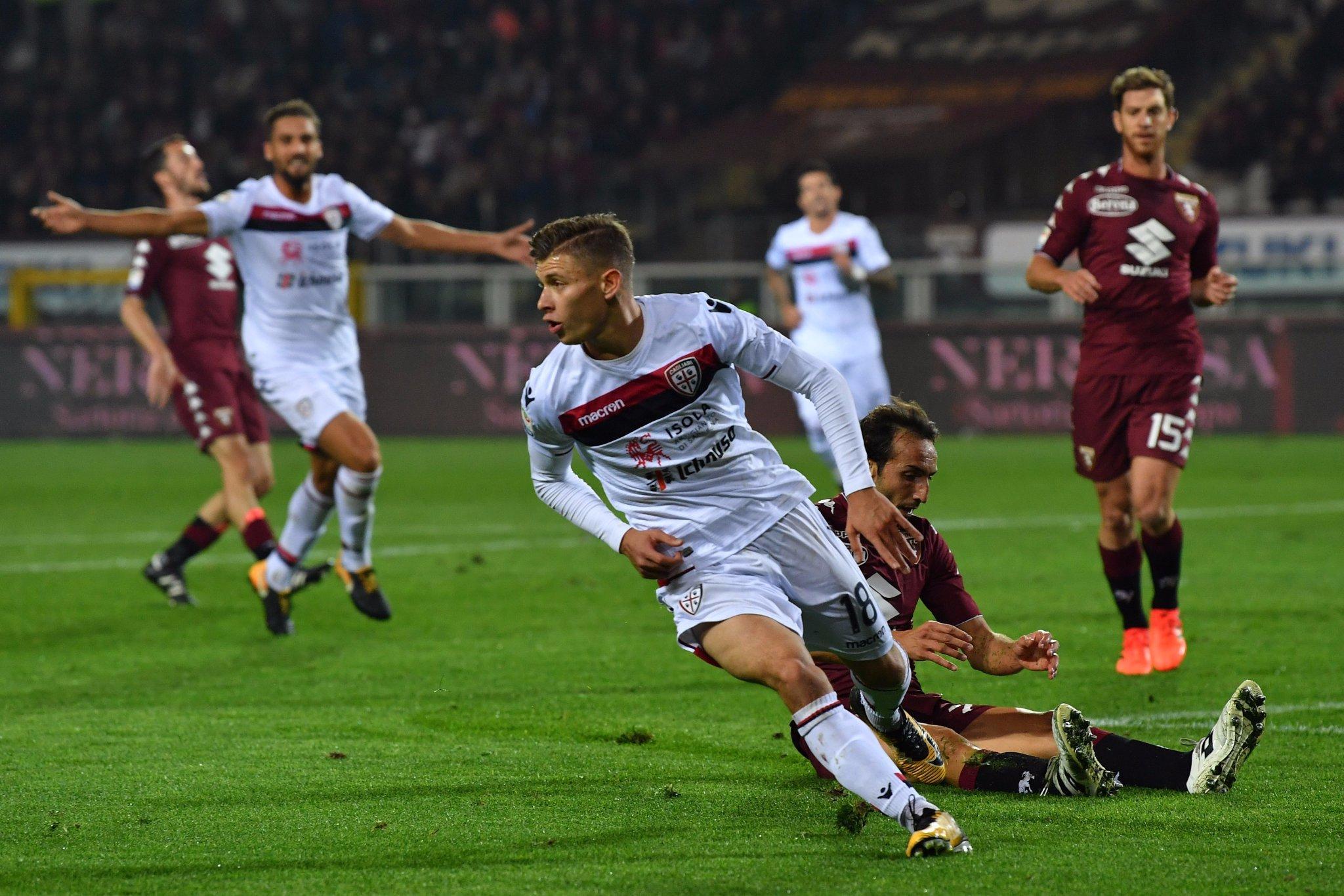 Il gol di Barella contro il Torino (foto Cagliari Calcio)
