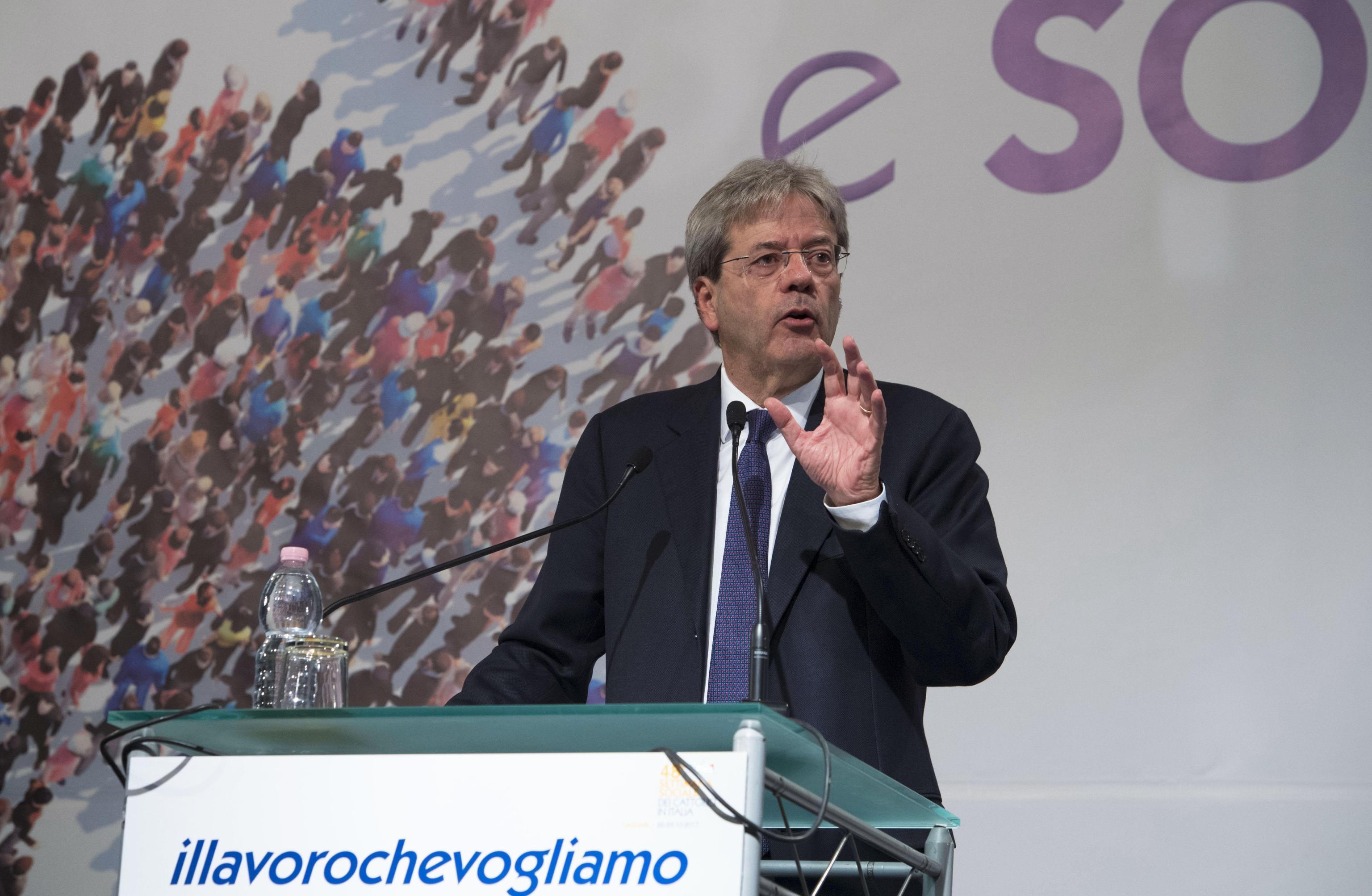 L'intervento del premier Gentiloni a Cagliari