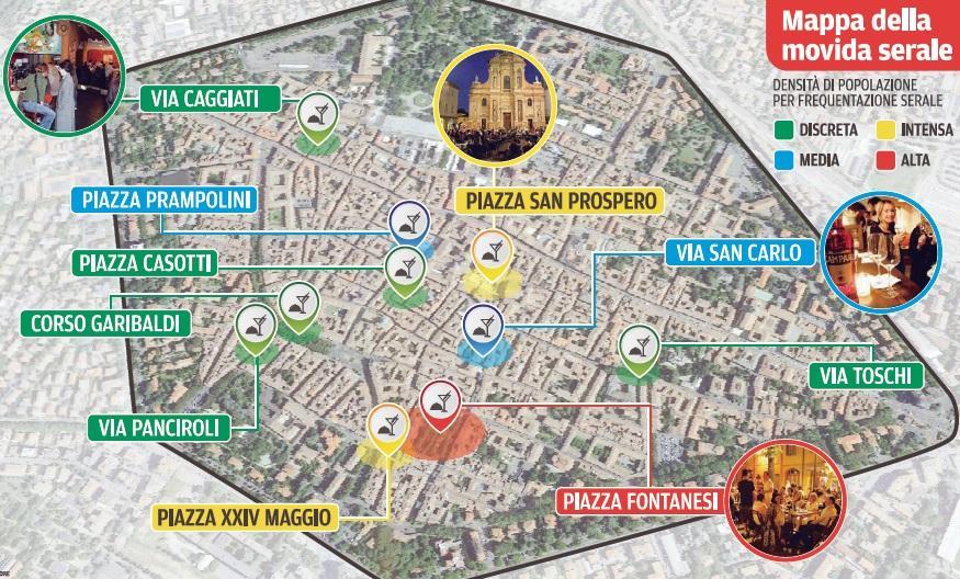 Reggio Emilia, tutta la movida notturna concentrata in un ettaro 