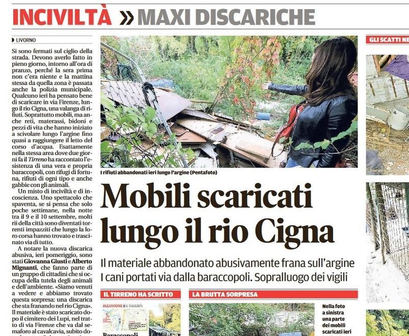 Mobili e rifiuti sono ancora sul rio Cigna 
