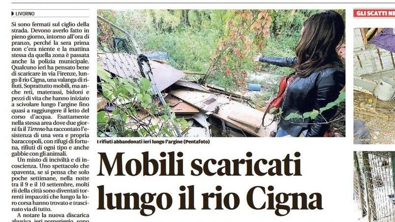 Mobili e rifiuti sono ancora sul rio Cigna