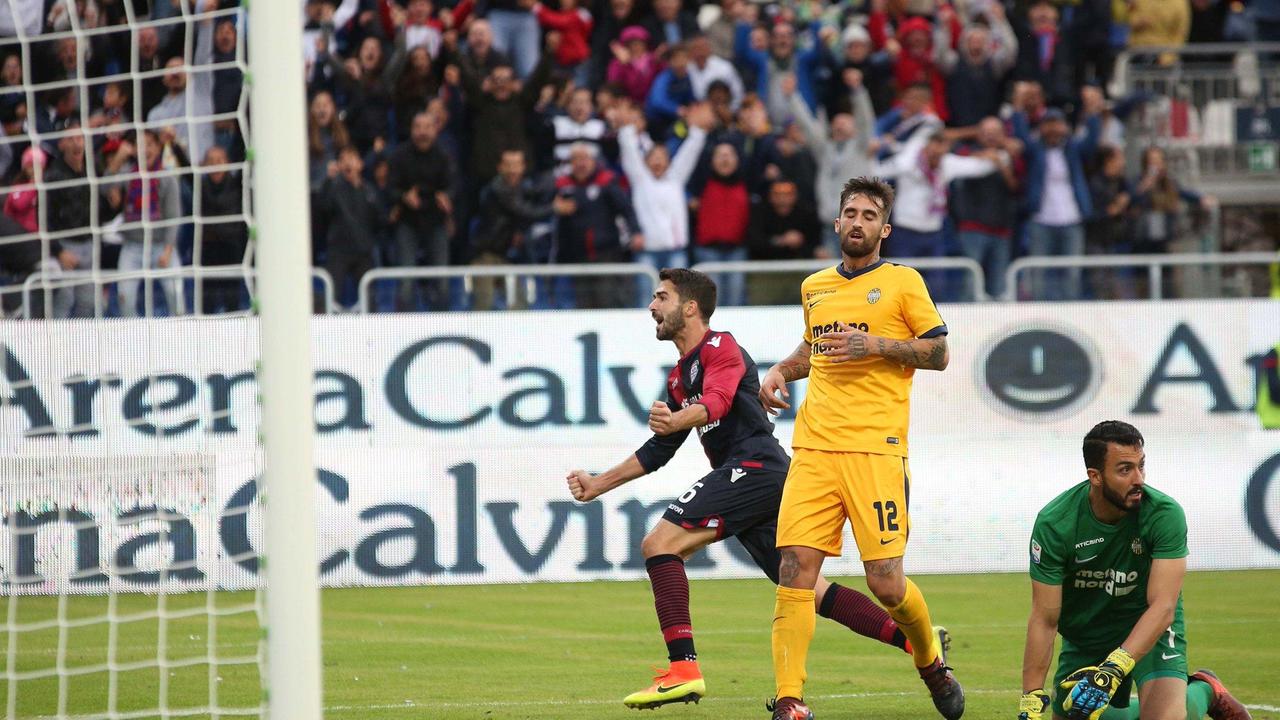 Il gol vittoria di Faragò (foto Cagliari Calcio)