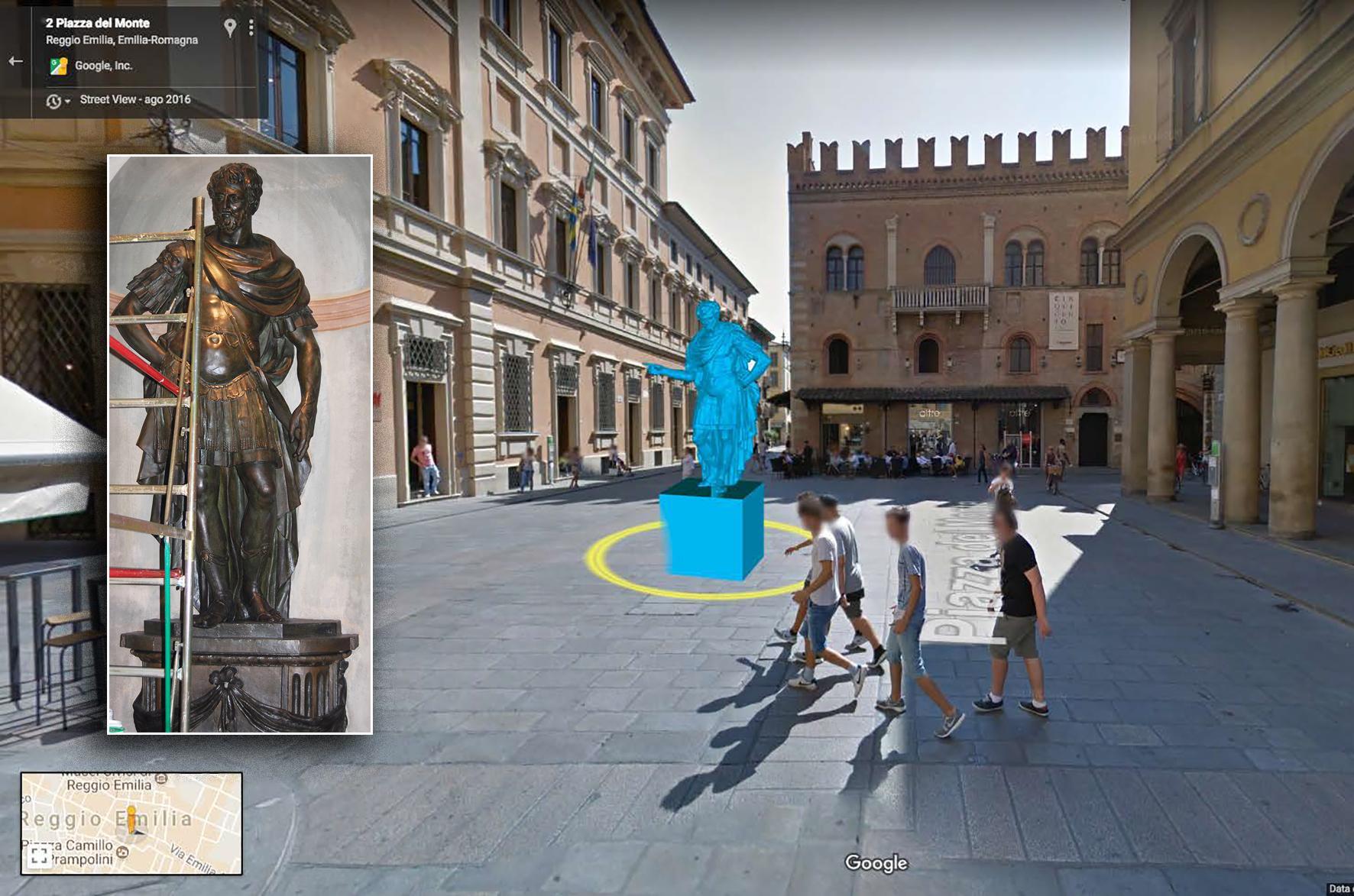 Reggio Emilia, il console Lepido esposto in piazza del Monte 