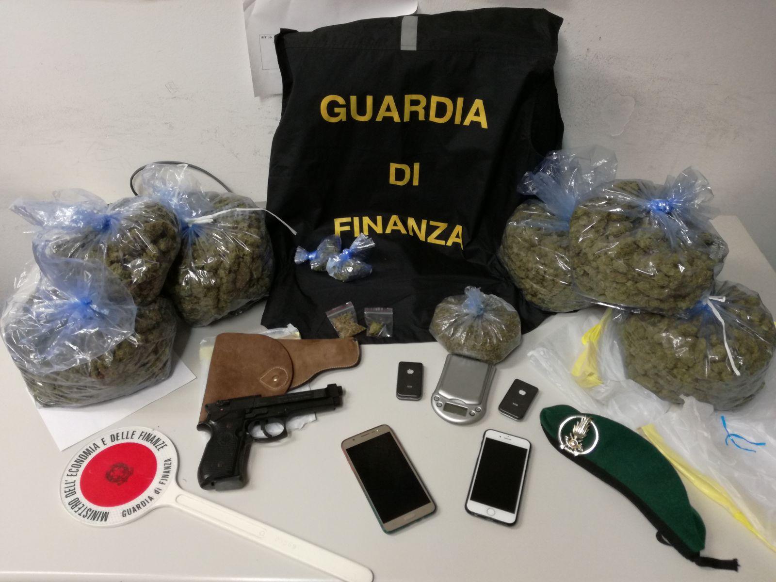 La droga sequestrata dalla guardia di finanza a Sassari