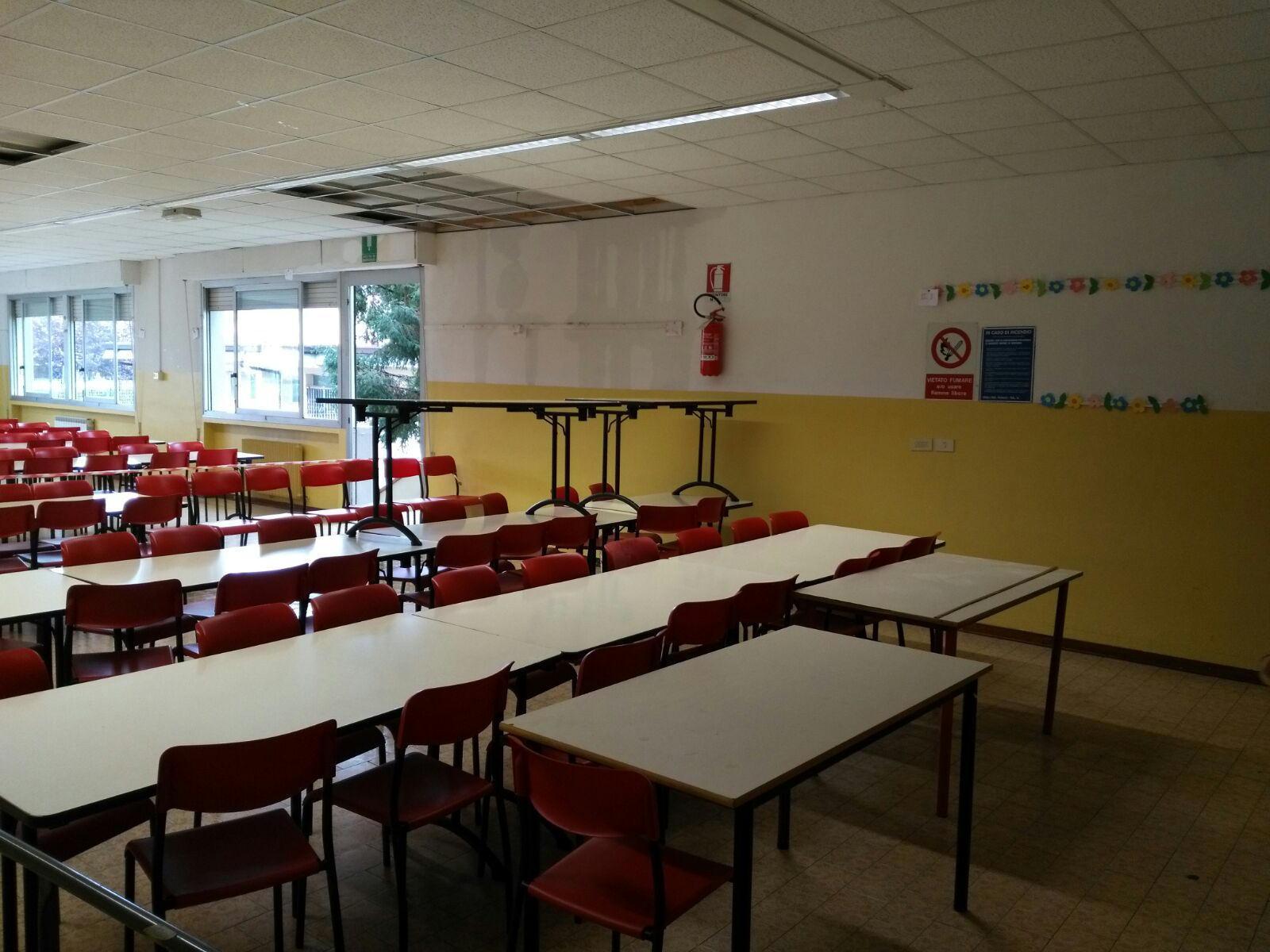 L'aula interessata dalle infiltrazioni