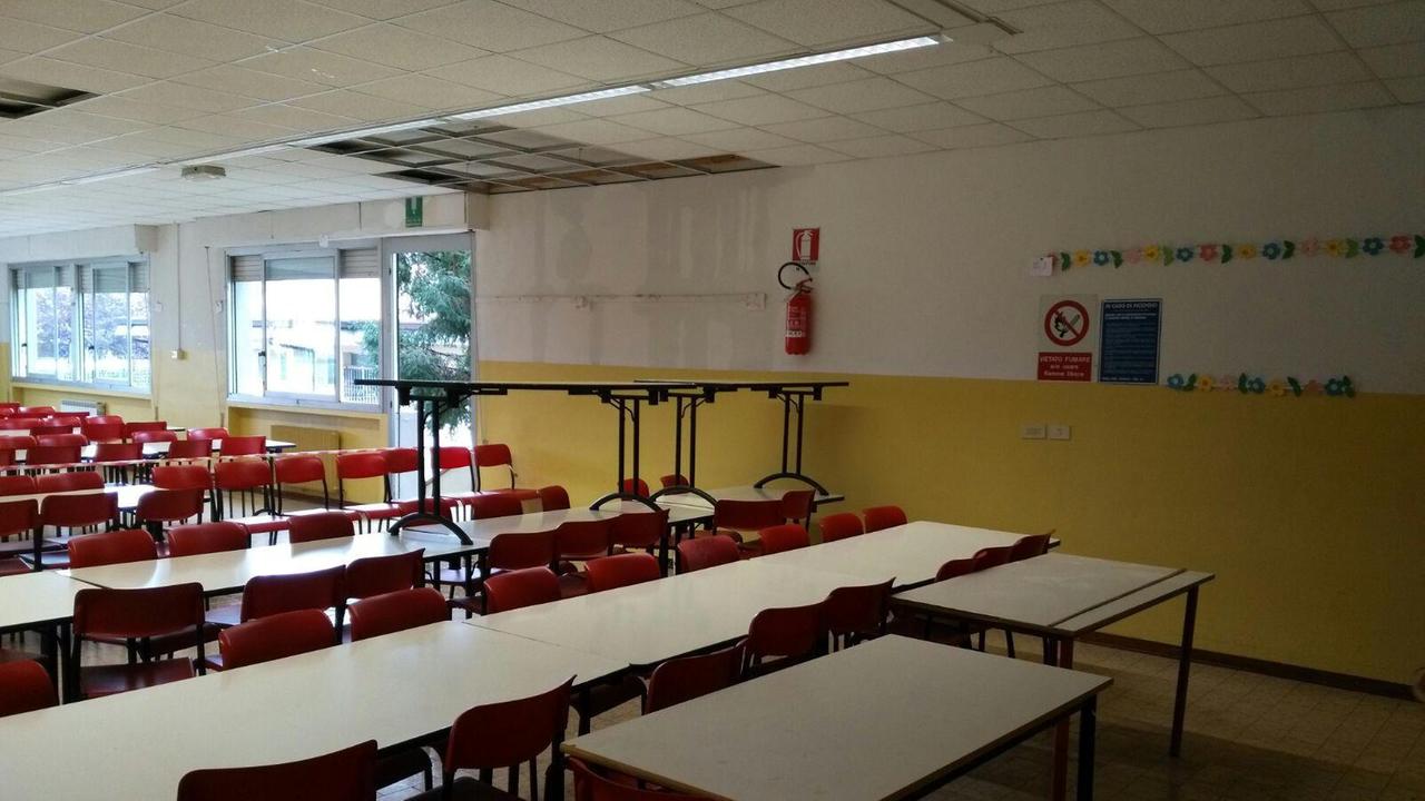 L'aula interessata dalle infiltrazioni