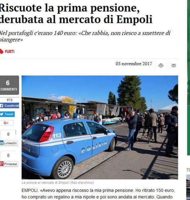 Furto vigliacco vicino a un banco di verdura 