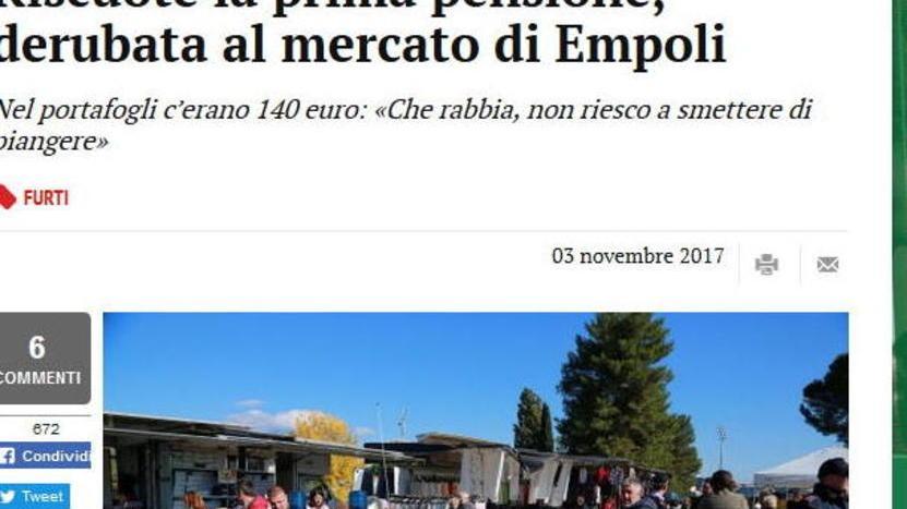 Il furto nel centro di Empoli