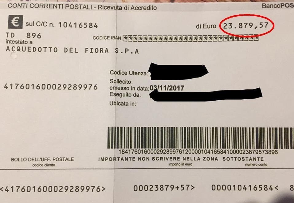 Bolletta da capogiro: «Paghi 23mila euro» 