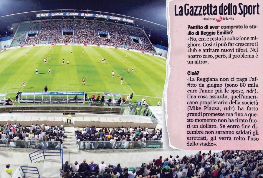 Squinzi, avviso di sfratto alla Reggiana: "Se Piazza non paga..."