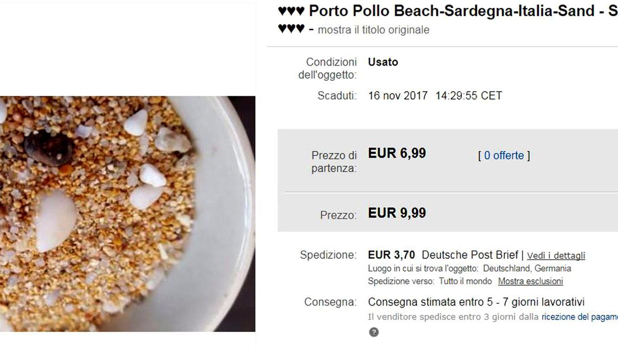 Palau, la sabbia di Porto Pollo finisce in vendita su eBay 